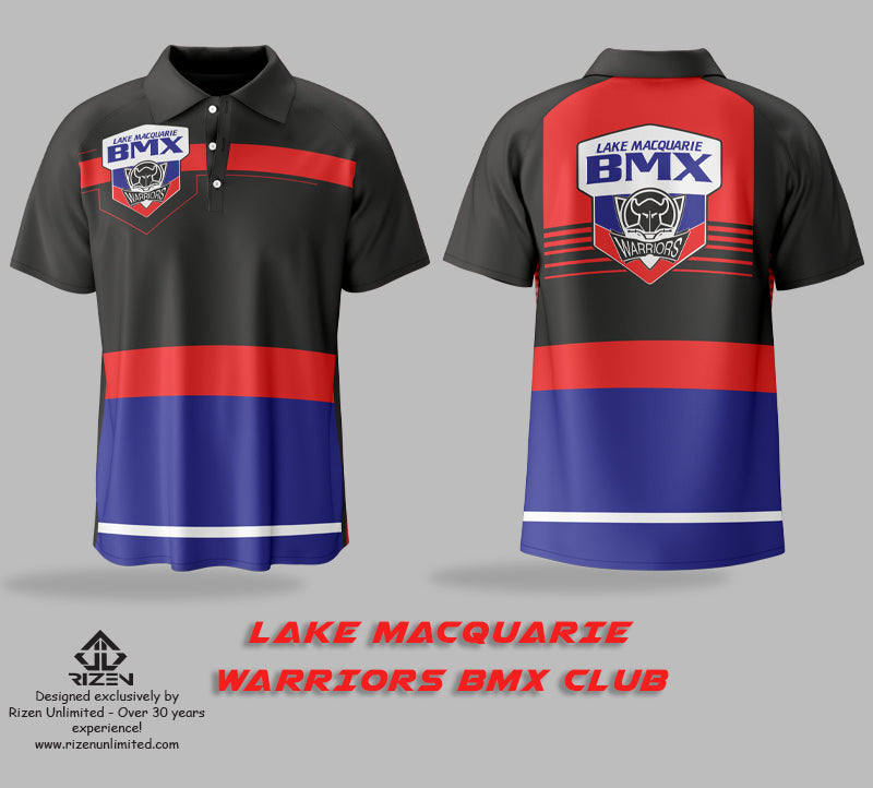 LAKE_MACQUARIE_BMX_CLUB_POLO_TOP_PIT_TOP, POLO TOP, PIT TOP, SUBLIMATED, SUBLIMATED POLO TOP, SUBLIMATED PIT TOP, PRINT POLO TOP, SCREEN PRINT, SCREEN PRINTING