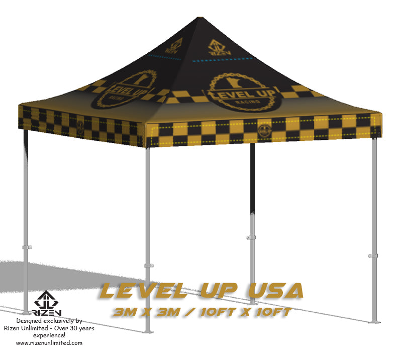 level up team custom tent gazebo, rizen custom tents, rizen custom gazebo, rizen custom ezy pop-up, custom tents, large custom tents, 