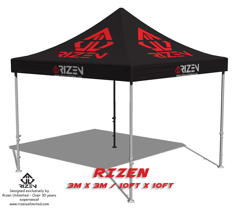 Rizen team custom tent gazebo black, rizen custom tents, rizen custom gazebo, rizen custom ezy pop-up, custom tents, large custom tents, 