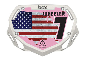 CUSTOM BMX PLATE INSERT STICKERS - DECALS front view, box plates small,  wheeler 
