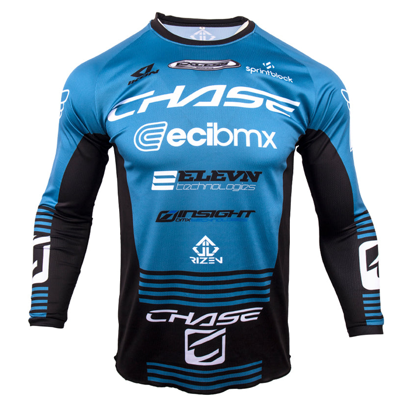 Rizen custom jerseys chase steel blue and black front view