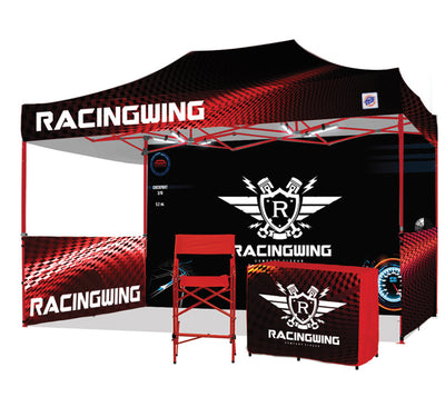 CUSTOM E-Z POP-UP TENTS (3x6m/10x20ft) red black tent front view